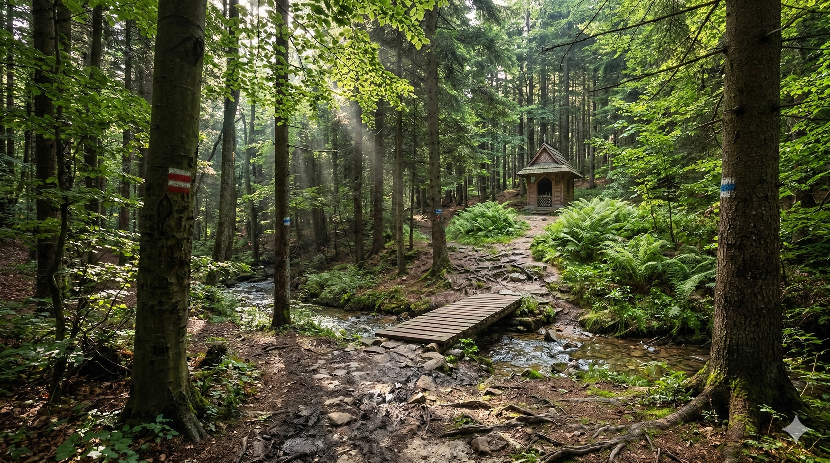 Leśne szlaki Gorców z kapliczką